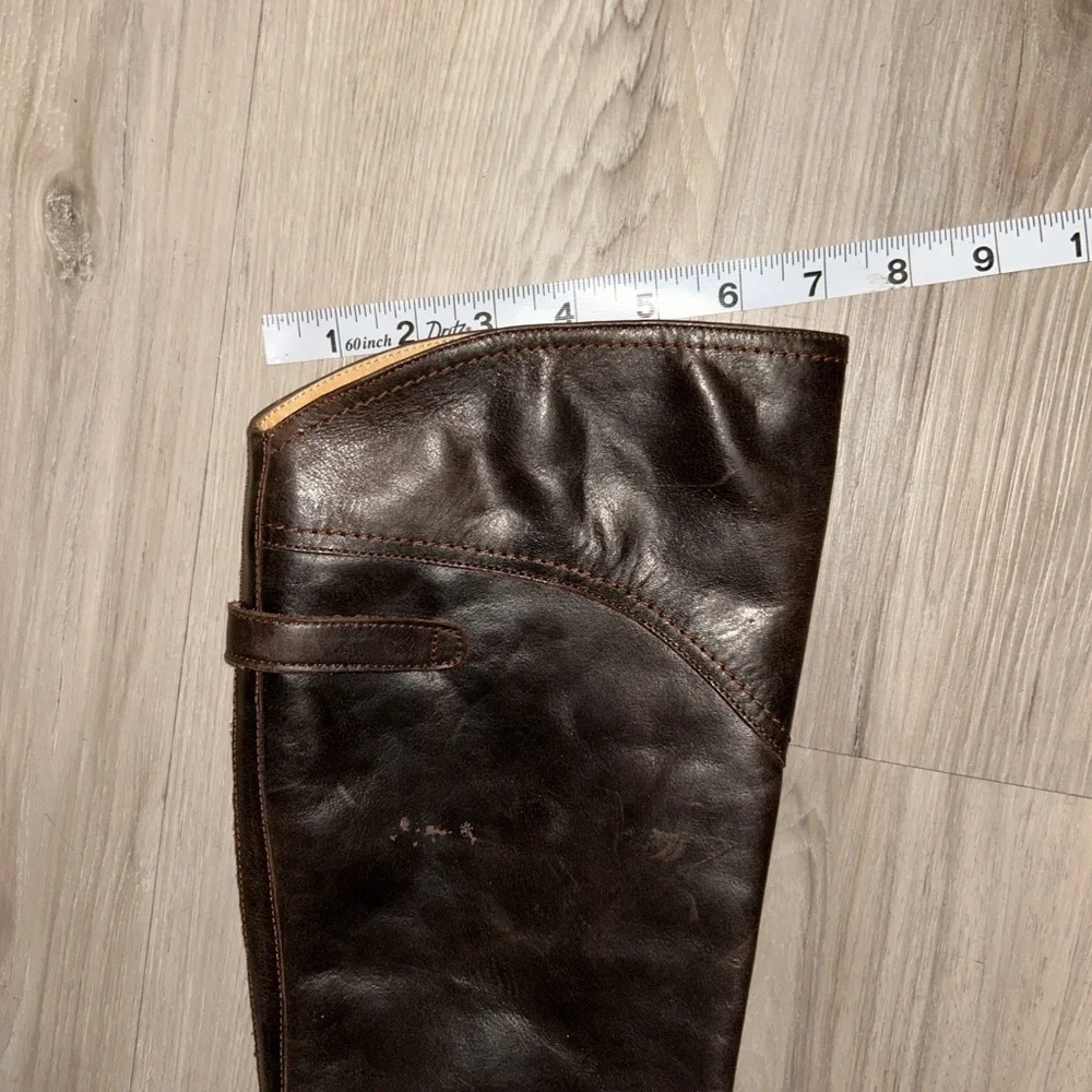 Frye VTG chocolate Brown Leather riding Boots with buckles